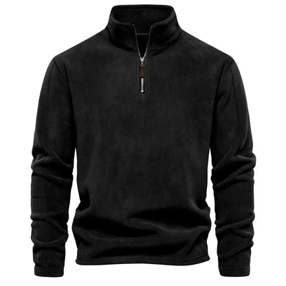 Fleece Pullover - Quarter Zip - Warm - Fleece Sweater - Men's Half Zip Fleece-Chaps of London-Black-S 55-65kg-Chaps of London