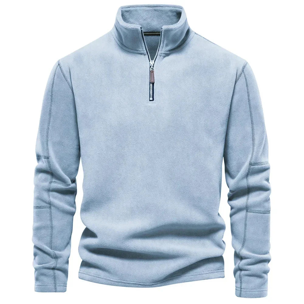 Fleece Pullover - Quarter Zip - Warm - Fleece Sweater - Men's Half Zip Fleece-Chaps of London-Blue-S 55-65kg-Chaps of London