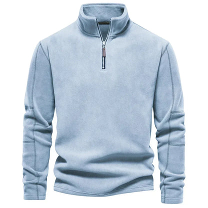 Fleece Pullover - Quarter Zip - Warm - Fleece Sweater - Men's Half Zip Fleece-Chaps of London-Blue-S 55-65kg-Chaps of London