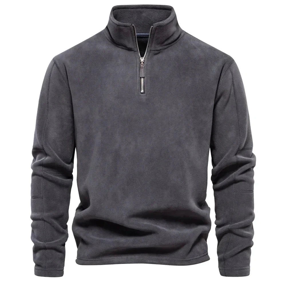 Fleece Pullover - Quarter Zip - Warm - Fleece Sweater - Men's Half Zip Fleece-Chaps of London-Dark Grey-S 55-65kg-Chaps of London