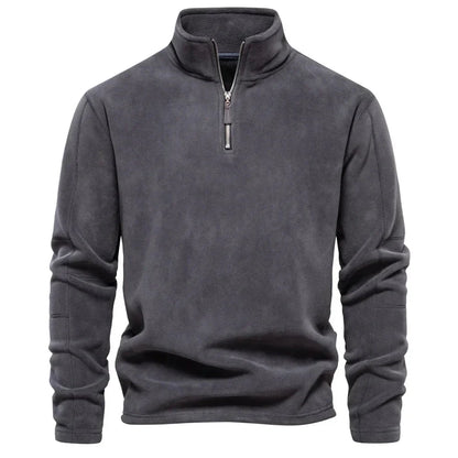 Fleece Pullover - Quarter Zip - Warm - Fleece Sweater - Men's Half Zip Fleece-Chaps of London-Dark Grey-S 55-65kg-Chaps of London